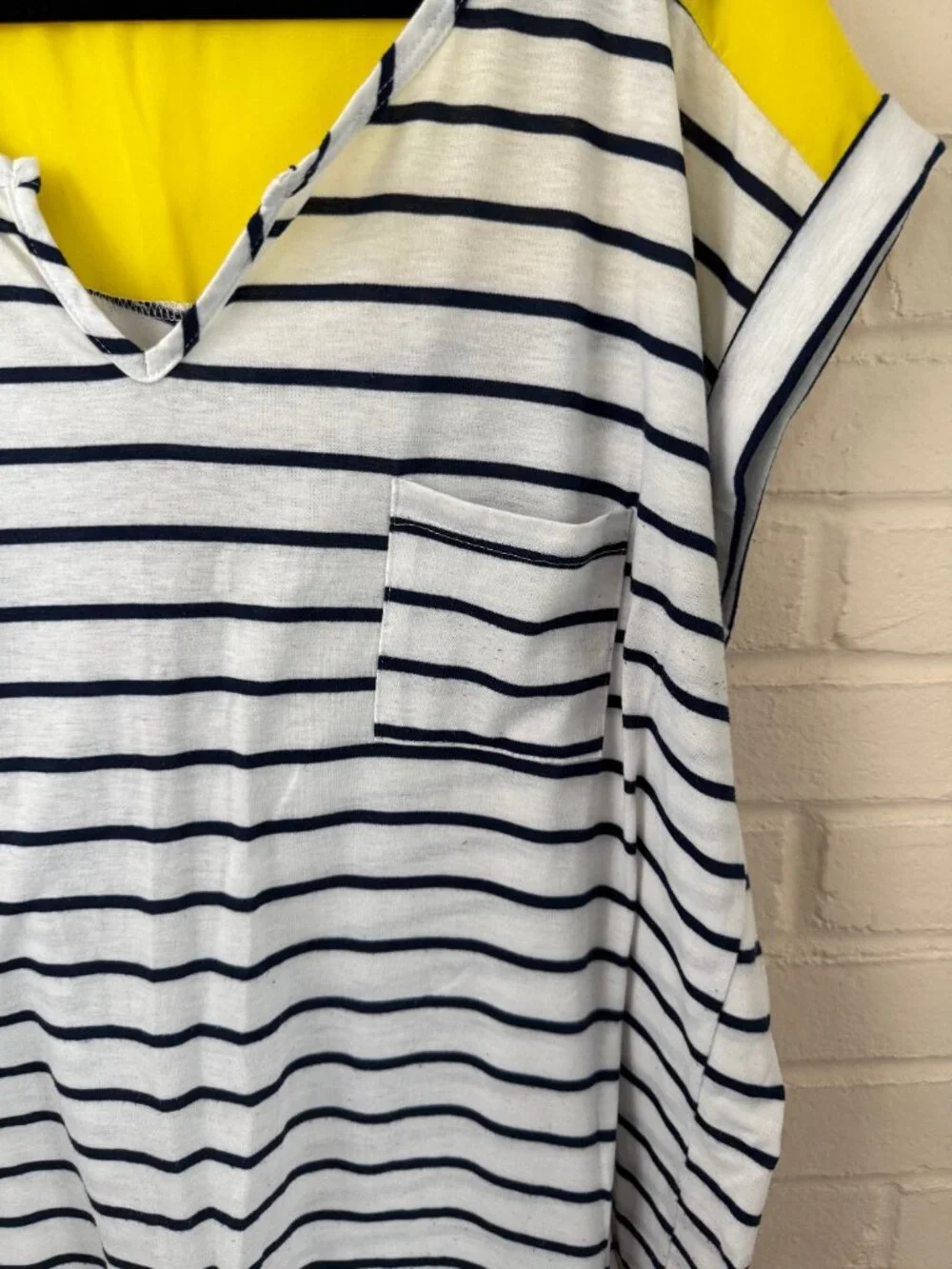 Papermoon | Colorblock Knit Top | Striped | White Blue Yellow | 1X - Picture 3 of 10
